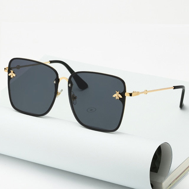 New Lady Oversize Rimless Square Bee Sunglasses