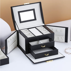 Drawer Type Leather Storage Jewelry Box
