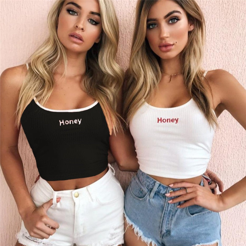 Sexy Women Crop Top  Honey Letter
