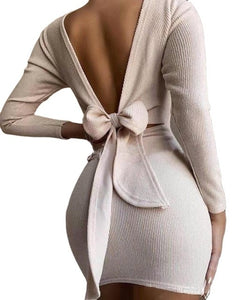 Women's Sexy Open Back Knotted Tight Mini Dress