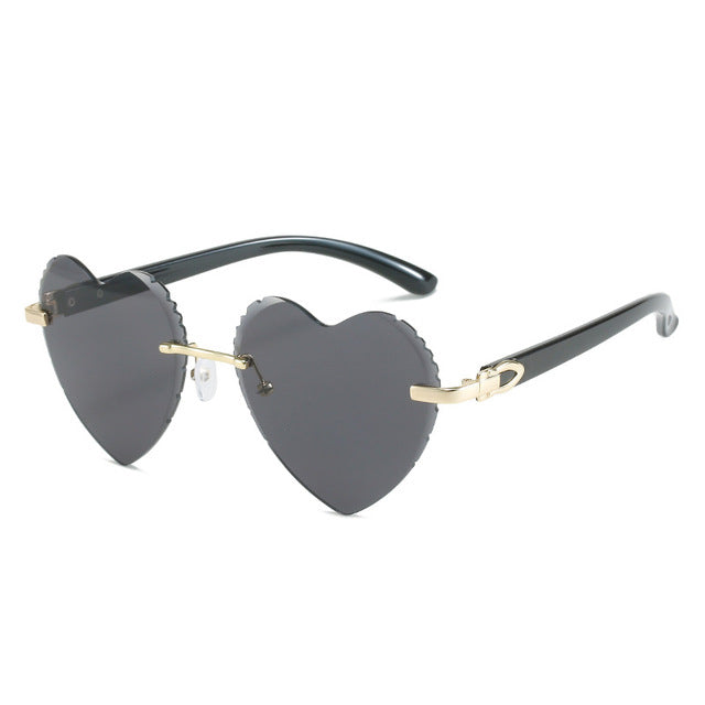 Heart Rimless Sun Glasses Luxury